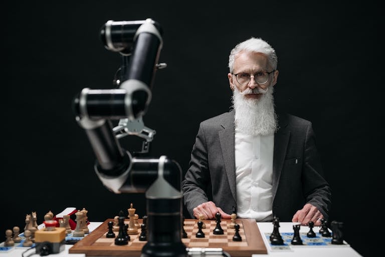 A Bearded Man Playing Chess